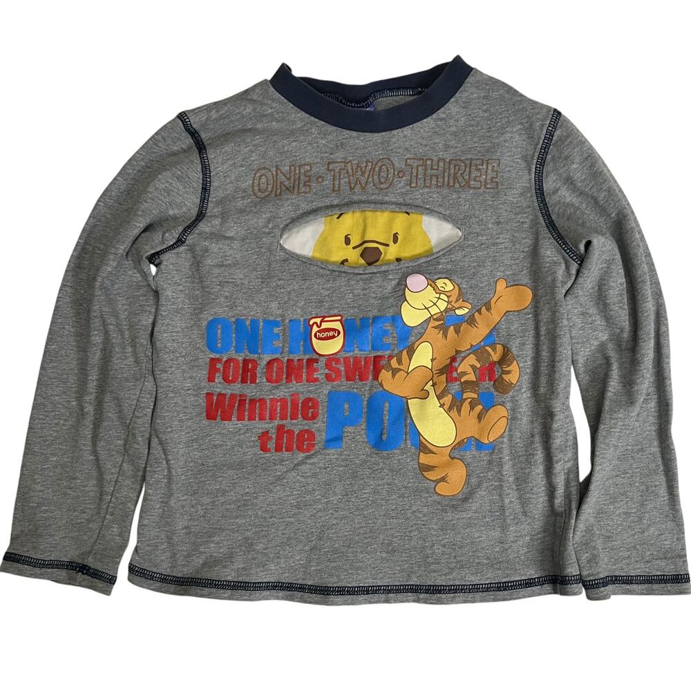 Disney Winnie the Pooh & Tigger‎ - Kids Long Sleeve Gray Shirt - Size 6